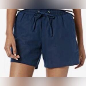 Vince Navy Blue Cupro Cotton Lace Up Elastic Waist Shorts Pockets Womens